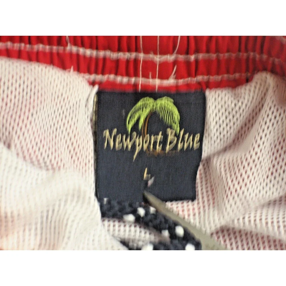 Mens Newport Blue Red Lined Swimming Trunk Beach Shorts sz L